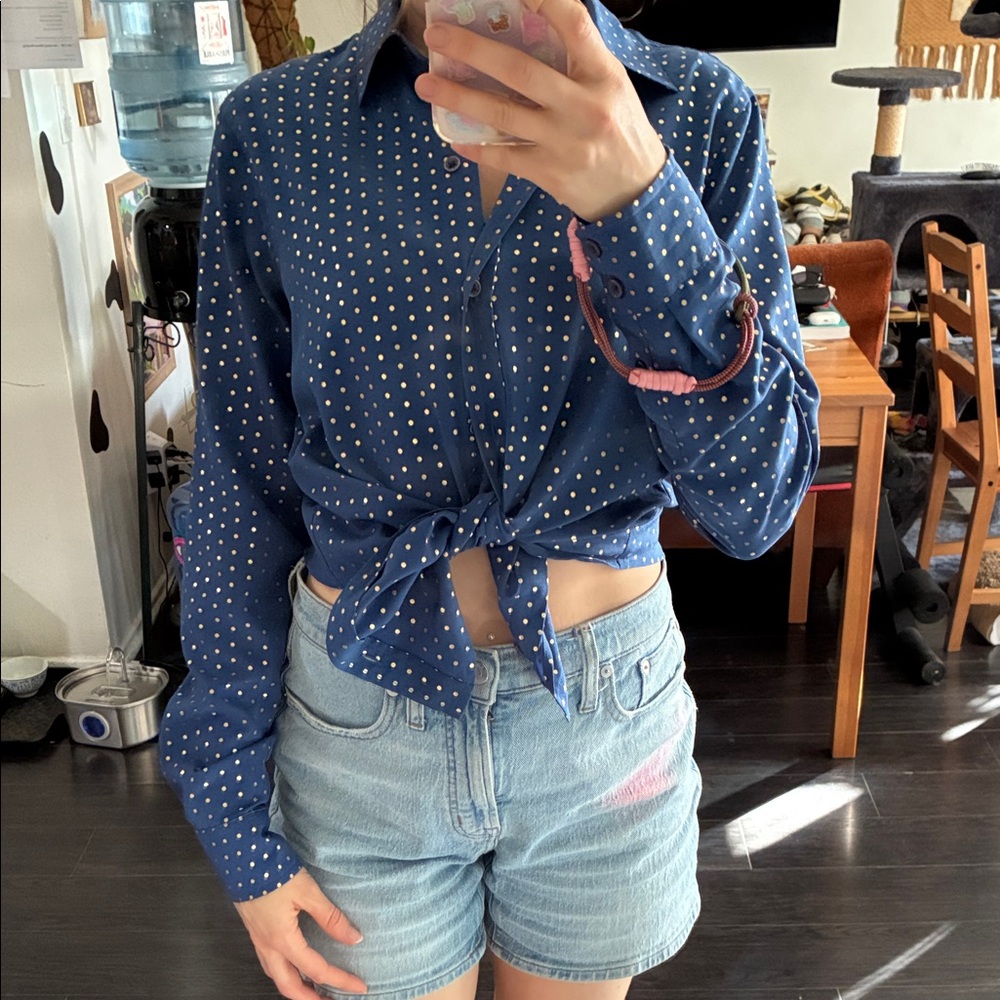 Blue Polka Dot Women's Top